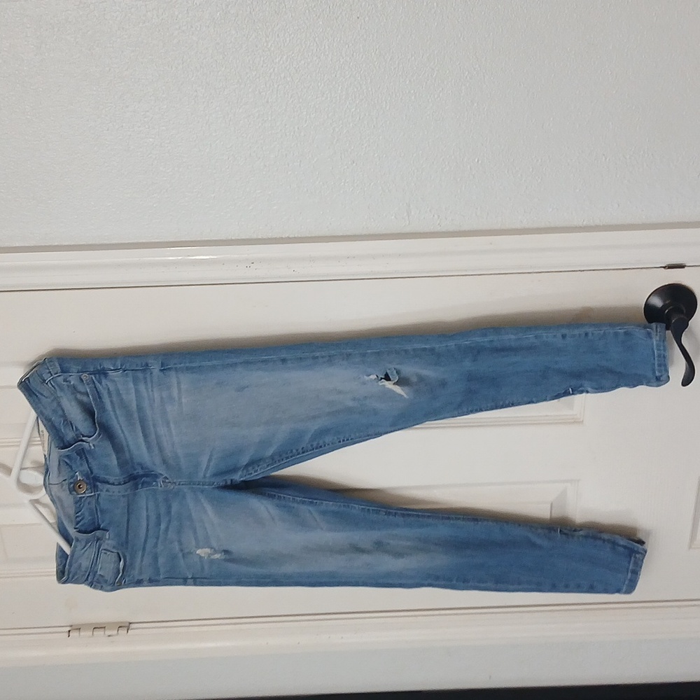 Pistola Light Blue Skinny Jeans With Rippee Details & Zipper On Ankles - Picture 2 of 6